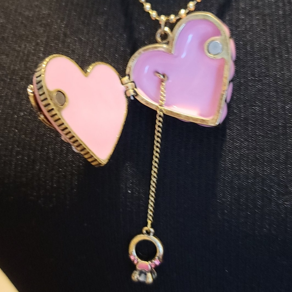 NWT Pink Heart Locket Necklace by Betsey Johnson - Picture 6 of 11